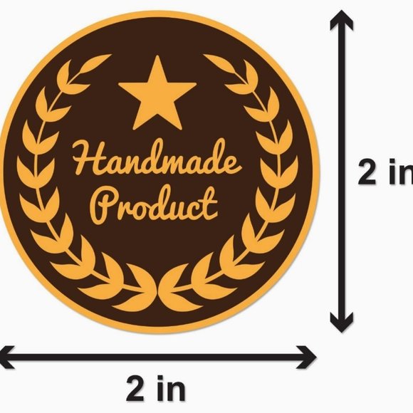 100 HANDMADE PRODUCT Sticker Label 2" - Picture 1 of 3